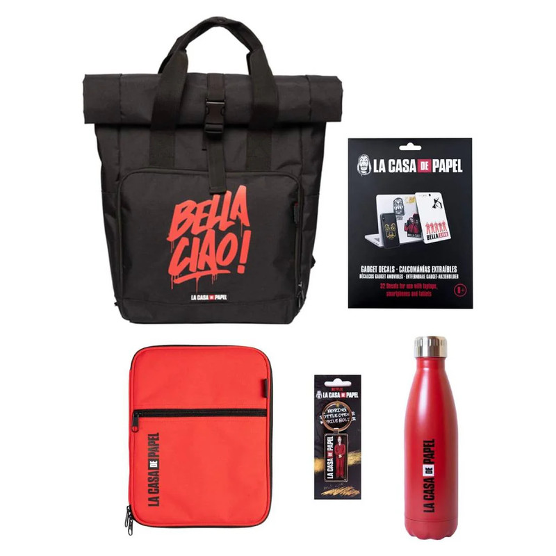 La Casa De Papel Backpack 15"-  Black - حقيبة